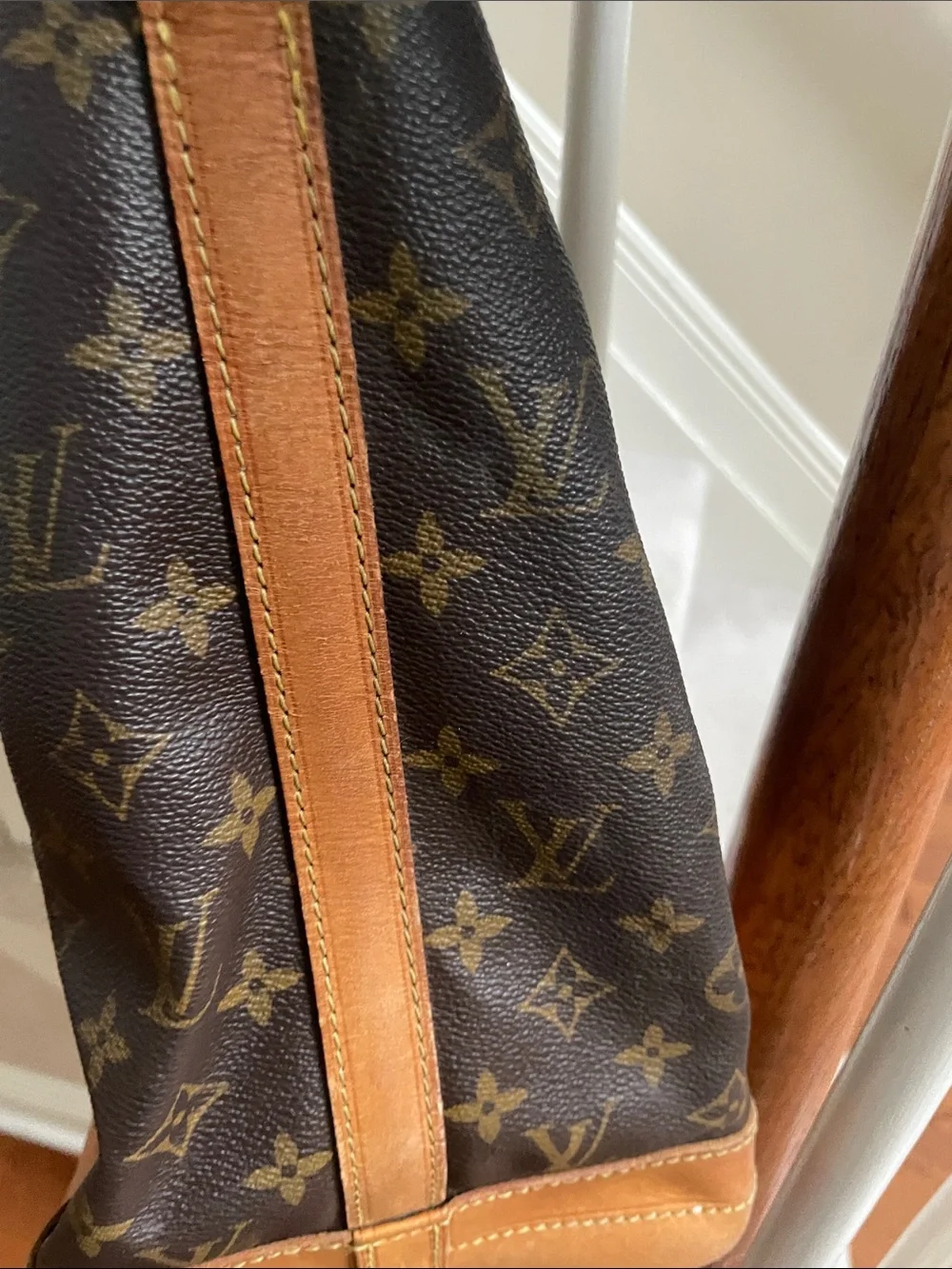 Vintage Louis Vuitton Monogram Canvas Drawstring Bucket Bag - Brown/Tan - Picture 5 of 9